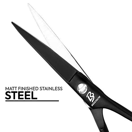 BROSTACHE German Beard and Mustache Stainless Steel Scissors 5" ,2 Combs,1 Le...