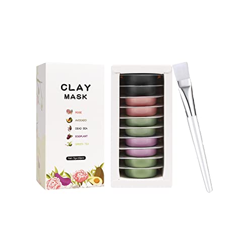 Clay Mask Pods with Facial Brush Skin Care Set| Natural Skin Care Kit| Deep C...