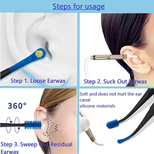 Ear Wax Vacuum Removal, 5 Levels Electric Ear Earwax Sucker Soft Reusable wit...