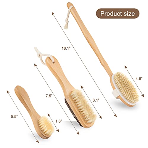 EARTH'S OWN NATURAL BATH AND BODY 5-PIECE SET SOFT BRISTLES BRUSH LONG WOODEN...