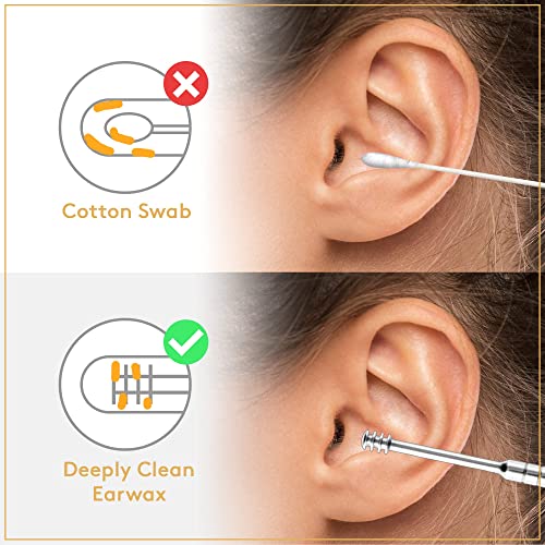 Earwax Removal Kit 7 Piece, Stainless Steel Ear Pick Tool Set, Ear Spoon Cure...