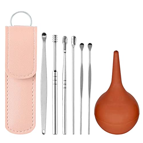 Earwax Removal Kit 7 Piece, Stainless Steel Ear Pick Tool Set, Ear Spoon Cure...