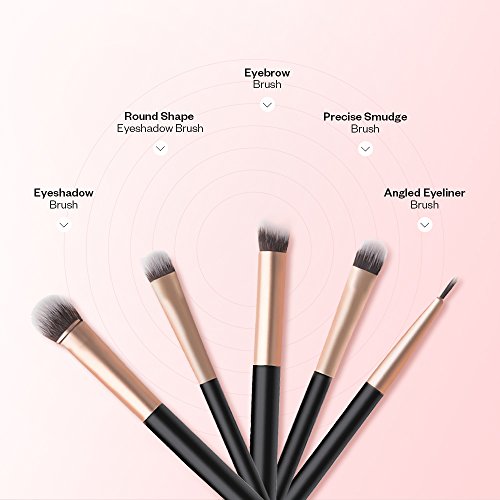 Eye brush set, 5 pieces velvety make-up brushes with synthetic fiber, 10 sets...