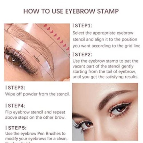 Eyebrow Stamp Stencil Kit: Eyebrow Stamp, Brow Soap, Eyebrow Razor, 6 Stencil...