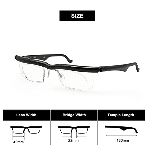 Focus Adjustable Eyeglasses -4D to +5D Myopia Magnifying Reading Glasses (Alv...