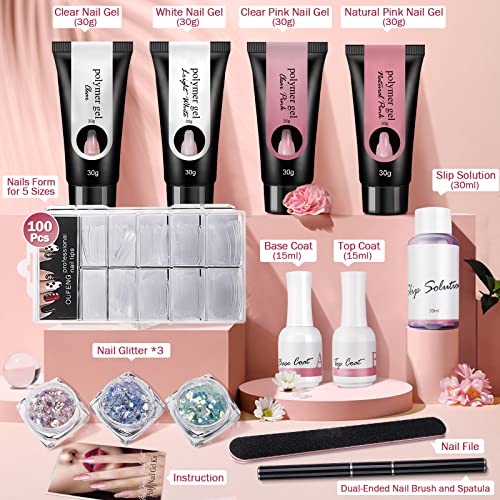 Gel Extension Kit, Poly Nail Gel Kit, 4 Colors*30g Nail Extension Gel, for St...