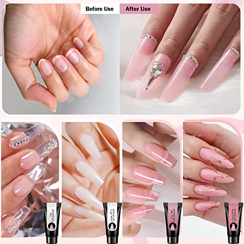 Gel Extension Kit, Poly Nail Gel Kit, 4 Colors*30g Nail Extension Gel, for St...