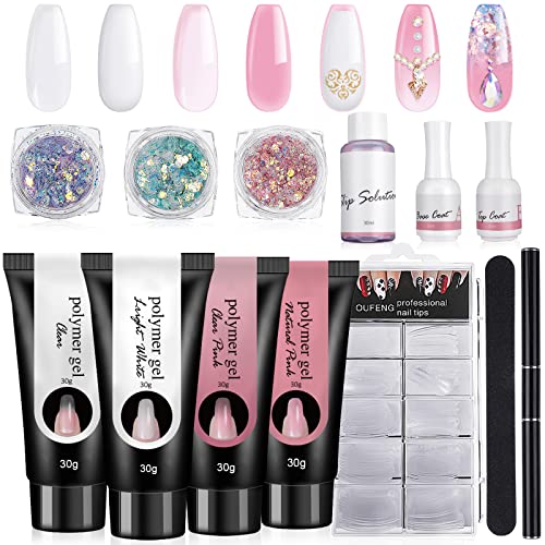 Gel Extension Kit, Poly Nail Gel Kit, 4 Colors*30g Nail Extension Gel, for St...