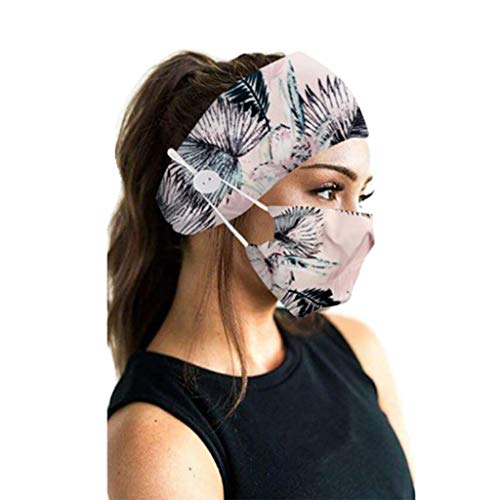 Generic 8 Sets Women Fabric Button Headband with Mask Outdoor Activities Head...