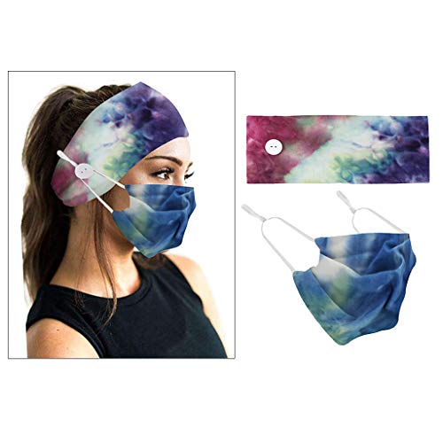 Generic 8 Sets Women Fabric Button Headband with Mask Outdoor Activities Head...