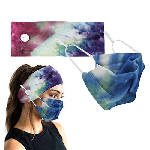 Generic 8 Sets Women Fabric Button Headband with Mask Outdoor Activities Head...