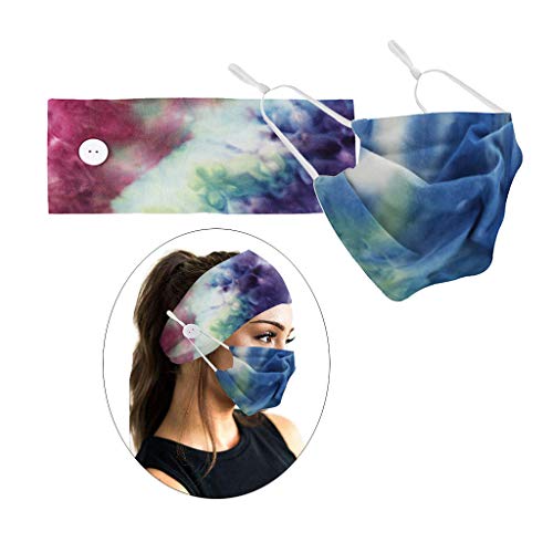 Generic 8 Sets Women Fabric Button Headband with Mask Outdoor Activities Head...