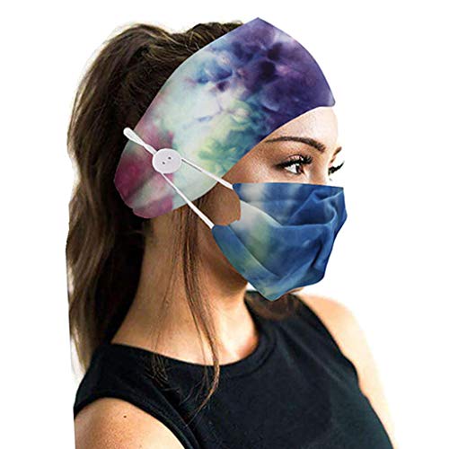Generic 8 Sets Women Fabric Button Headband with Mask Outdoor Activities Head...