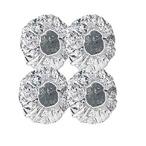 Heat Conditioning Cap, 4pcs Silver Hair Cap for Dyeing Therapy Wrap Washable ...