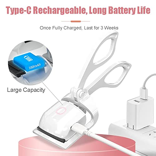 Heated Eyelash Curler, Electric Lash Curler with Silicone Heating Pads Profes...