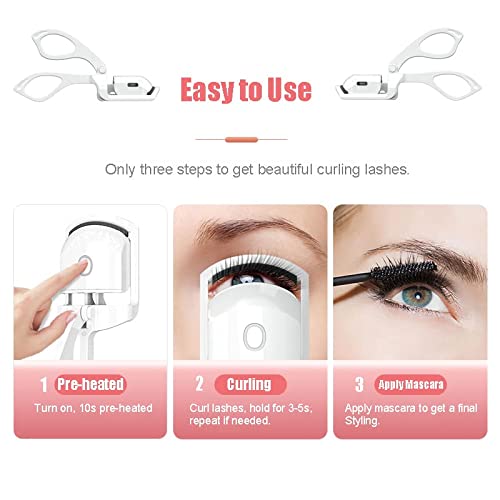 Heated Eyelash Curler, Electric Lash Curler with Silicone Heating Pads Profes...