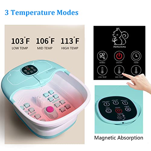 Homestime Collapsible Foot Spa Massager with Heat, Bubble, Remote Control, Pu...