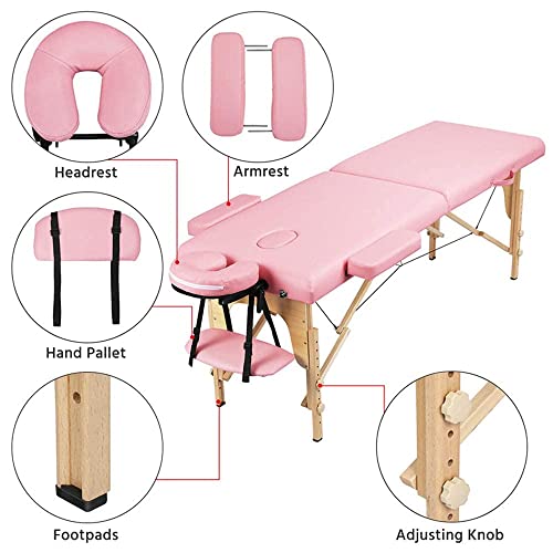 Massage Table Portable Massage Bed Spa Bed 84 Inch 2 Folding Height Adjustabl...