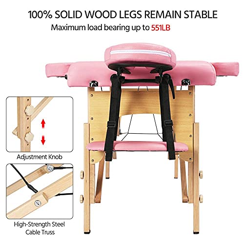 Massage Table Portable Massage Bed Spa Bed 84 Inch 2 Folding Height Adjustabl...