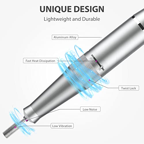 Rechargeable Nail Drill, Professional Nail Drill 30000RPM with 6 Bits, Nail D...