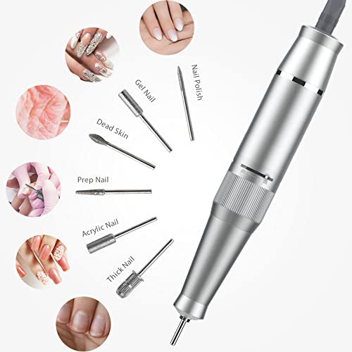 Rechargeable Nail Drill, Professional Nail Drill 30000RPM with 6 Bits, Nail D...