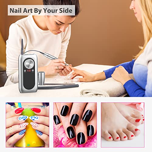 Rechargeable Nail Drill, Professional Nail Drill 30000RPM with 6 Bits, Nail D...