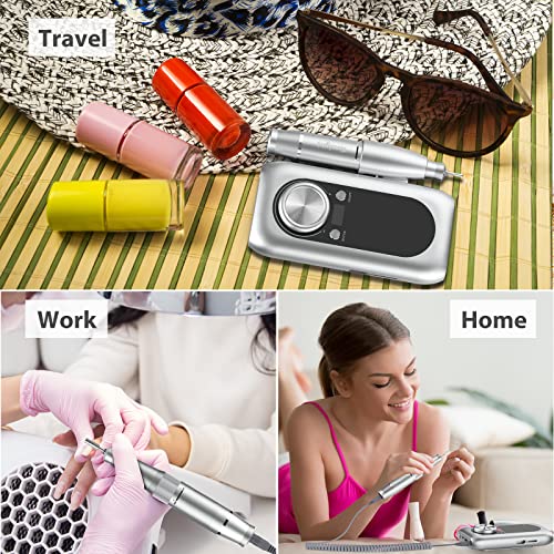 Rechargeable Nail Drill, Professional Nail Drill 30000RPM with 6 Bits, Nail D...