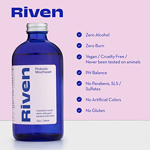 Riven - Probiotic Mouthwash | Cool Mint Anti-Cavity Dry Mouth Plaque Remover,...