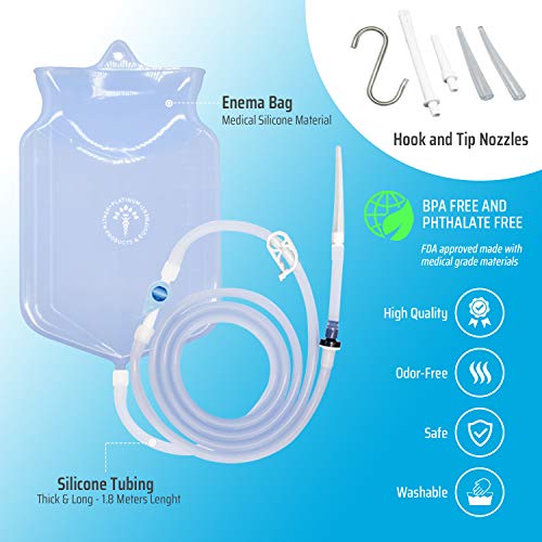 Silicone Enema Kit | Clear Non-Toxic Bag | Reusable Coffee and Water Colon Cl...