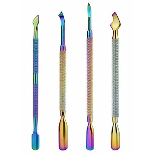 Stainless Steel Nail Art Manicure Cuticle Spoon Pusher Remover Tool Set New