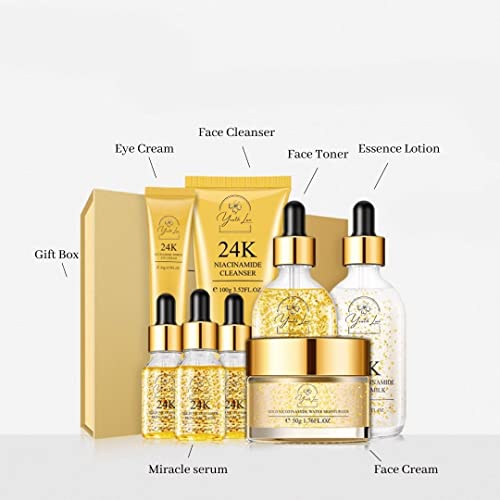 Youth Lux 24k Gold Skin Care Set (8 Pc) | Anti-Aging Face Kit For Flawless Gl...