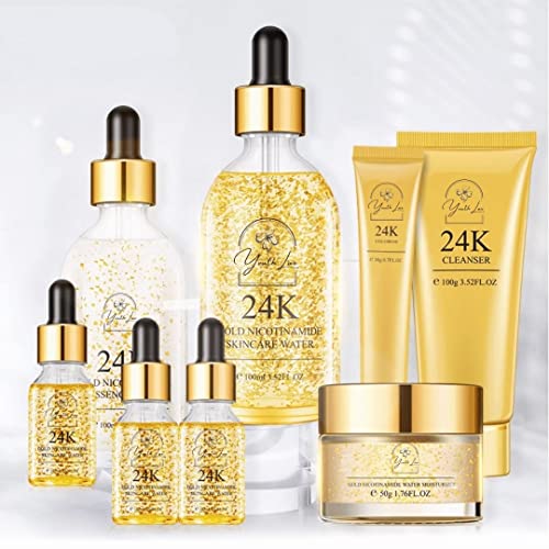 Youth Lux 24k Gold Skin Care Set (8 Pc) | Anti-Aging Face Kit For Flawless Gl...