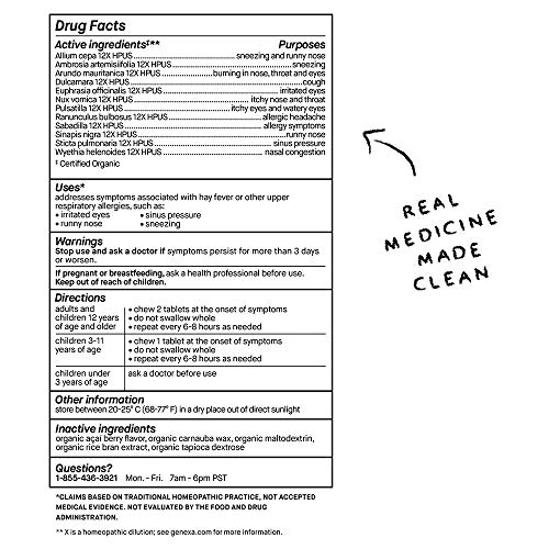 Genexa Allergy Care - 60 Tablets - Multi-Symptom Allergy Medication - Certifi...