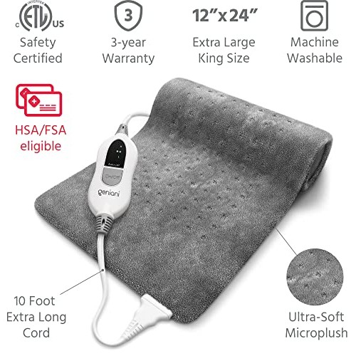 GENIANI Extra Large Electric Heating Pad for Back Pain and Cramps Relief - Au...