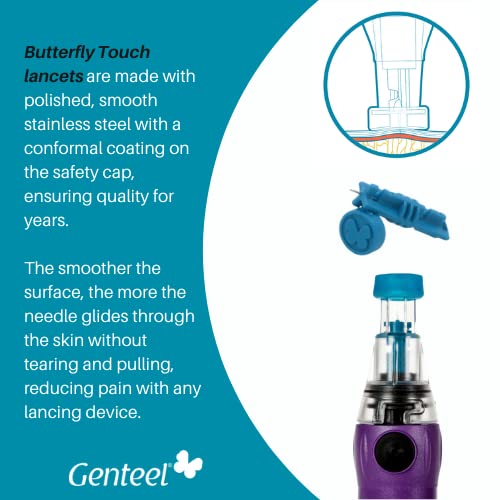 Genteel | Butterfly Touch Lancets | Polished | Smooth & Pain Free | Stainless...