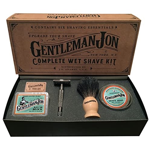 Gentleman Jon Complete Wet Shave Kit | Includes 6 Items: One Safety Razor, On...