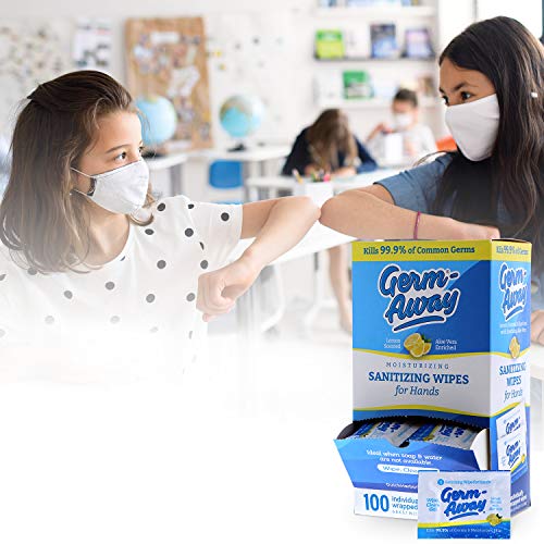 Germ-Away Large Antibacterial Hand Wipes Individually Wrapped Wipes, Travel S...