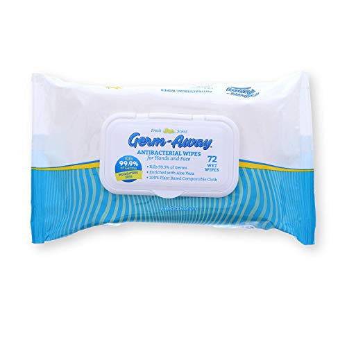Germ-Away Plant-Based Hand Sanitizing Wipes in Resealable Softpack, 72ct, Eco...
