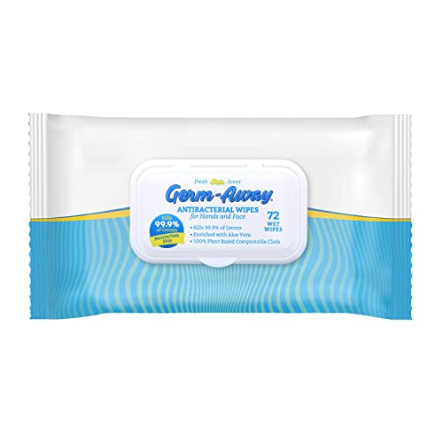 Germ-Away Plant-Based Hand Sanitizing Wipes in Resealable Softpack, 72ct, Eco...