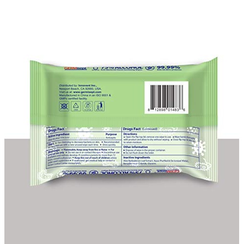 Germisept Advanced 75% Alcohol Antiseptic Hand Sanitizer Wipes (50 Count x 1 ...