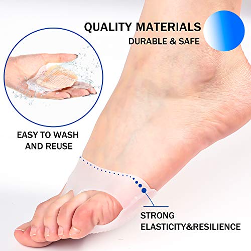 2 Pairs Ball of Foot Cushions Breathable Silicone Front Foot Pad Anti-Slip In...