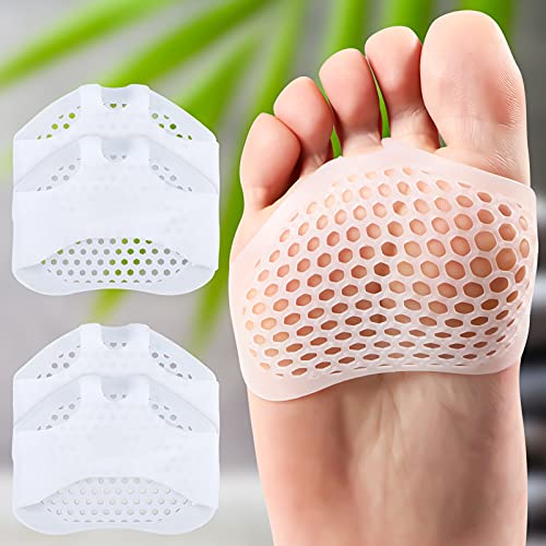 2 Pairs Ball of Foot Cushions Breathable Silicone Front Foot Pad Anti-Slip In...