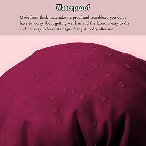 2 Pieces Shower Caps Adjustable Bow-knot Bath Hair Caps Reusable Waterproof T...