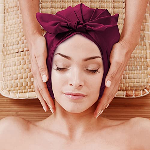 2 Pieces Shower Caps Adjustable Bow-knot Bath Hair Caps Reusable Waterproof T...