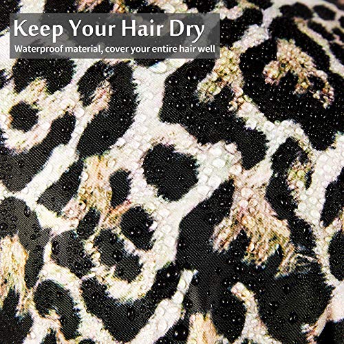 2 Pieces Shower Caps for Women, Waterproof Reusable Shower Hair Caps Elastic ...