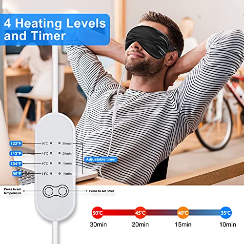 2 Pieces Silk Heated Eye Mask for Dry Eyes USB Steam Warm Compress for Puffy ...