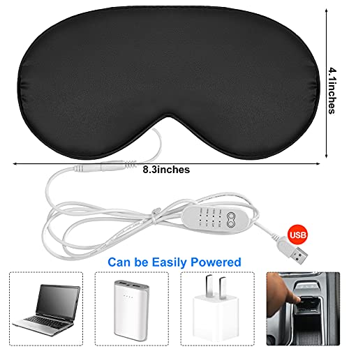 2 Pieces Silk Heated Eye Mask for Dry Eyes USB Steam Warm Compress for Puffy ...