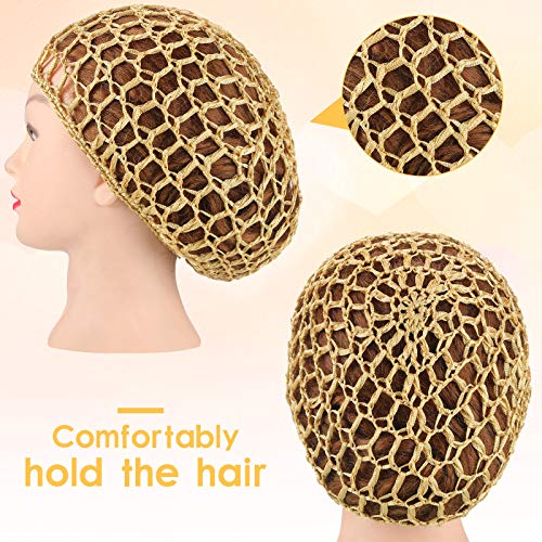 4 Pieces Mesh Crochet Hair Net Rayon Knit Snood Hat Thick Short Women Hairnet...