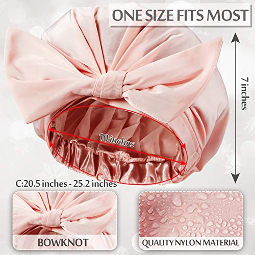 4 Pieces Shower Caps for Women, Waterproof Reusable Shower Hair Caps Elastic ...