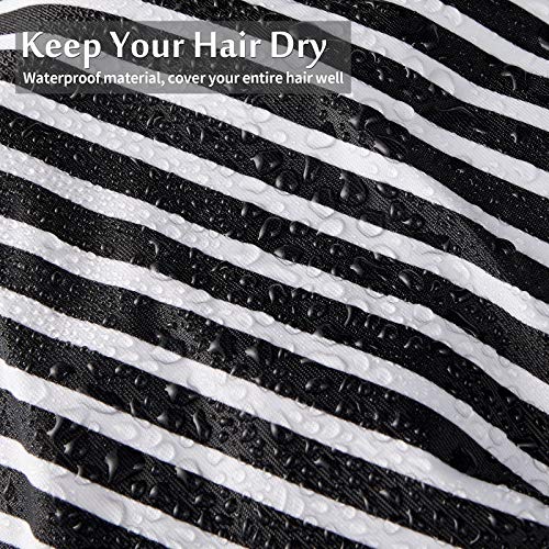 4 Pieces Shower Caps for Women, Waterproof Reusable Shower Hair Caps Elastic ...